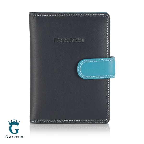 Kolorowe skórzane etui na paszport Visconti RB-75 RFID – niebieski