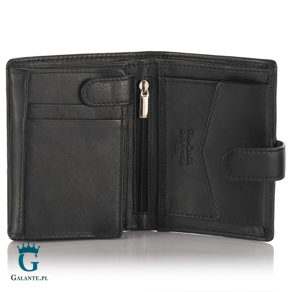 Duży skórzany portfel męski Pierre Cardin z metalowym logo