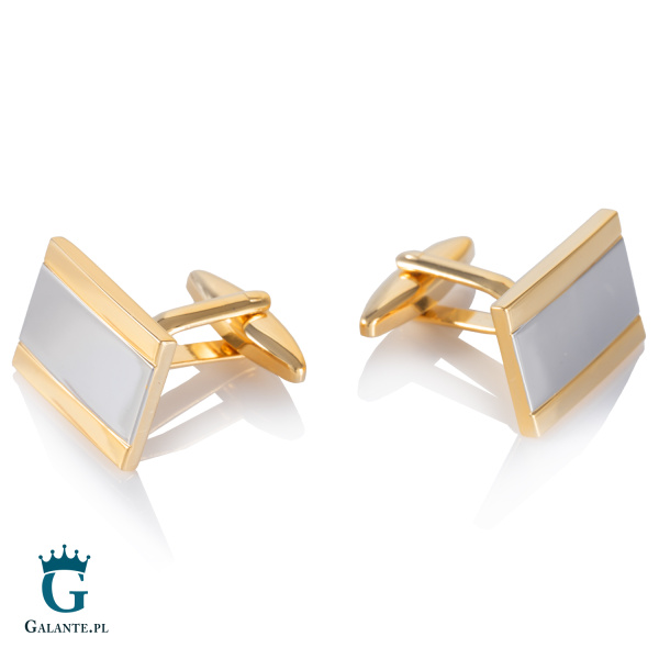 Srebrno- złote spinki do mankietów X2 N9929