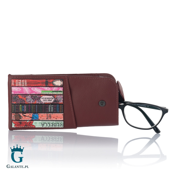 Wiśniowy skórzany futerał na okulary Yoshi Literatura Y4309