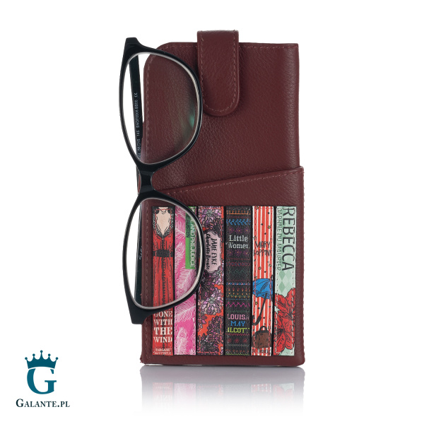 Wiśniowy skórzany futerał na okulary Yoshi Literatura Y4309