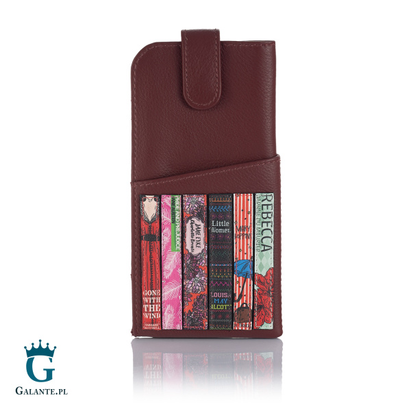 Wiśniowy skórzany futerał na okulary Yoshi Literatura Y4309