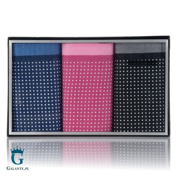 Chusteczki męskie bawełniane w groszki Lindenmann 50033