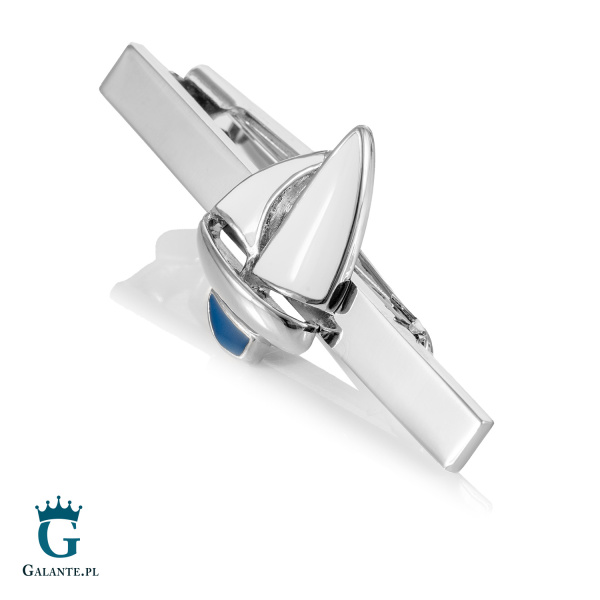 Spinka do krawata Białe Żaglówki X2 T74