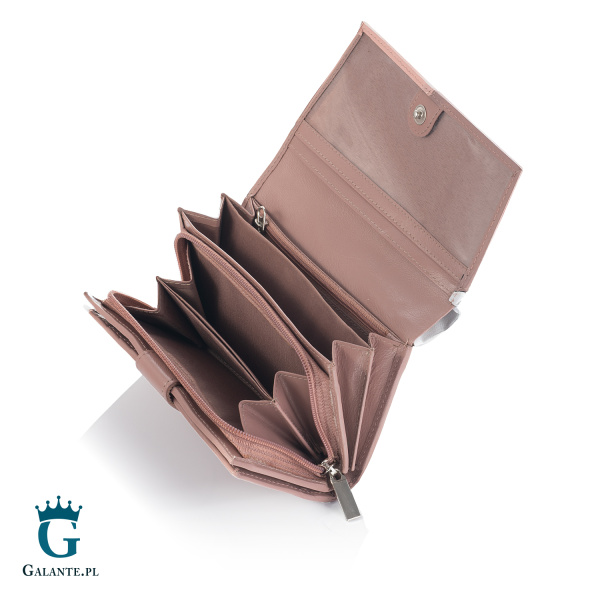Zgrabny Skórzany Portfel Damski PETERSON RD-21-GCL – różowy