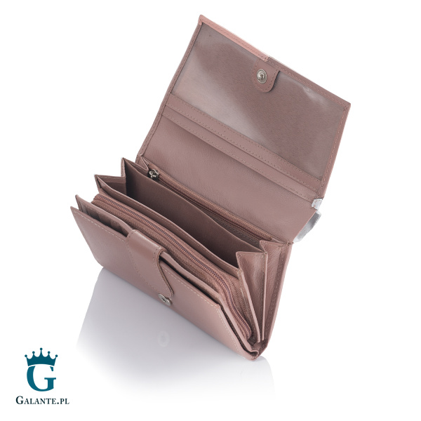 Zgrabny Skórzany Portfel Damski PETERSON Różowy