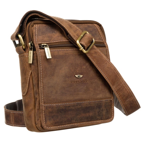 Brązowa skórzana saszetka męska PETERSON 251-NSH