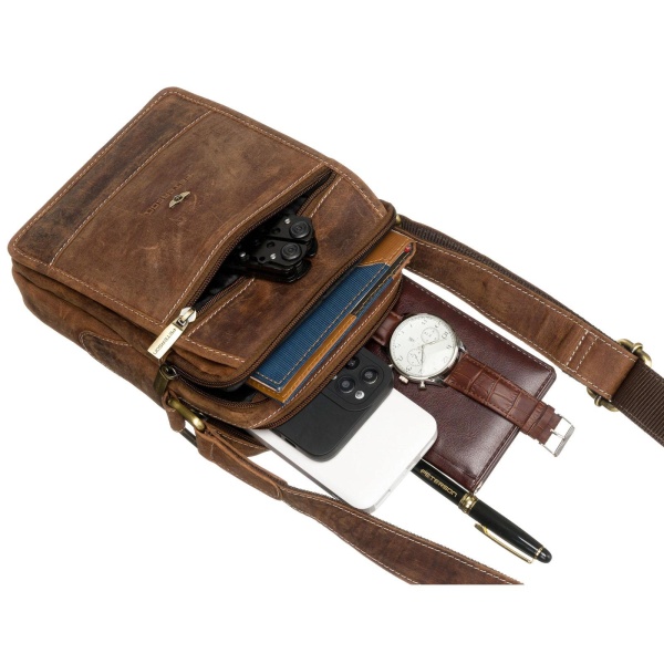 Brązowa skórzana saszetka męska PETERSON 251-NSH