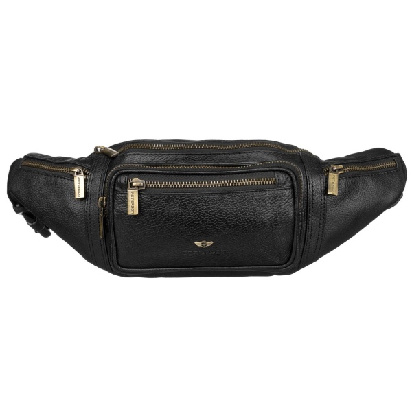 Pojemna czarna nerka męska ze skóry naturalnej PETERSON 2506