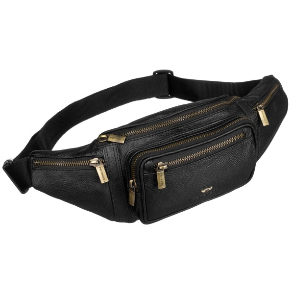 Pojemna czarna nerka męska ze skóry naturalnej PETERSON 2506