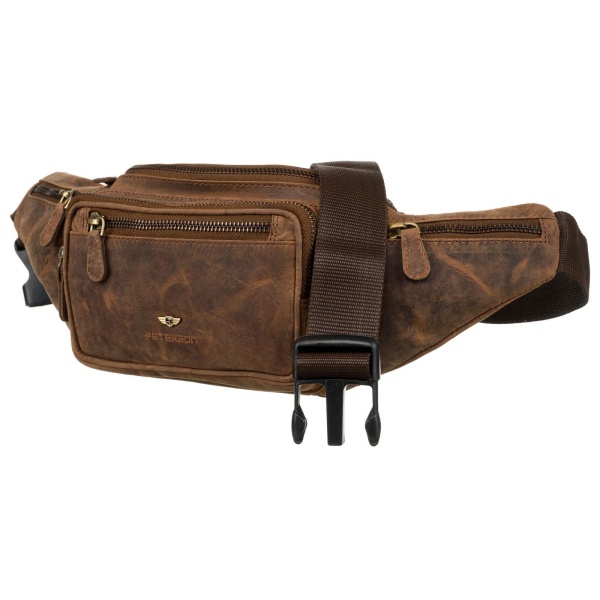 Brązowa nerka męska ze skóry nubuk PETERSON 2506