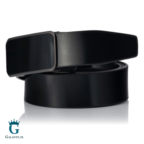 Elegancki czarny pasek męski Lindenmann klamra bez niklu