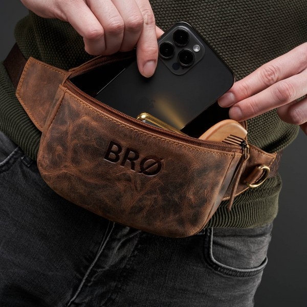 Skórzana nerka męska Brodrene G-18SH brązowa