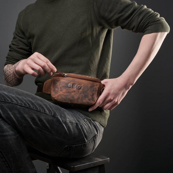 Skórzana nerka męska Brodrene G-18SH – brązowa