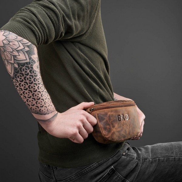 Skórzana nerka męska Brodrene G-18SH brązowa