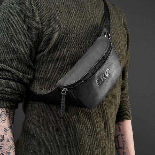 Skórzana nerka męska Brodrene G-18SH czarna