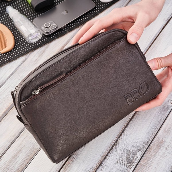 Skórzana kosmetyczka męska Brodrene G-22 Brązowa
