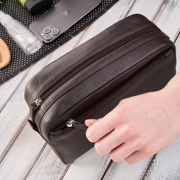 Skórzana kosmetyczka męska Brodrene G-22 Brązowa