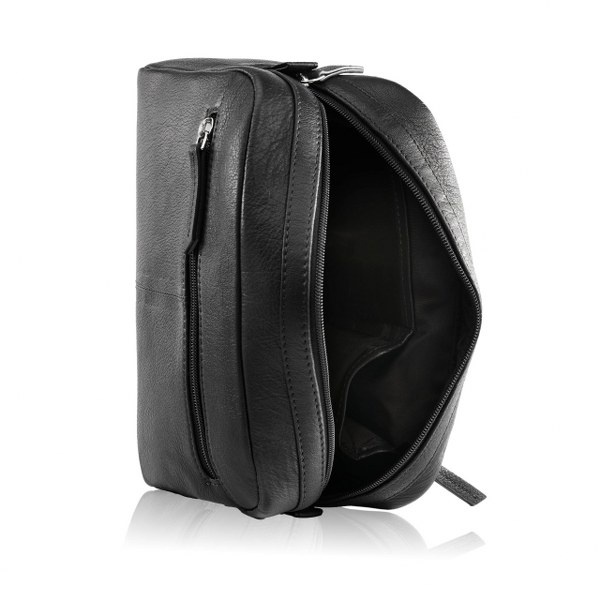 Skórzana kosmetyczka męska Brodrene G-22 Czarna