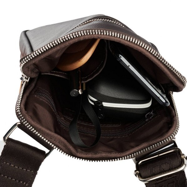 Mała skórzana saszetka męska Brodrene G-02 ciemny brąz