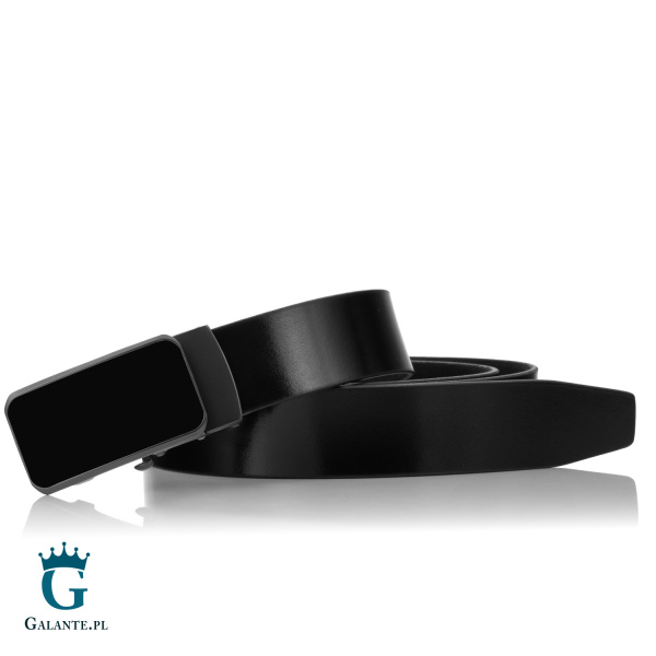 Elegancki czarny pasek męski Lindenmann z klamrą bez niklu