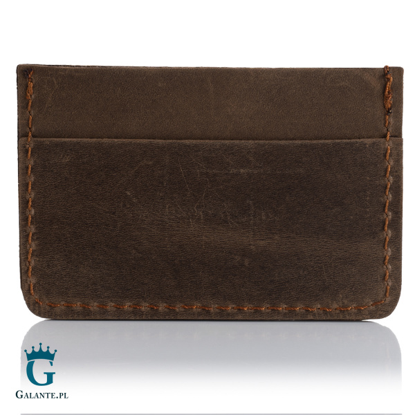 Etui na karty ze skóry naturalnej Brodrene E01 ciemny brąz