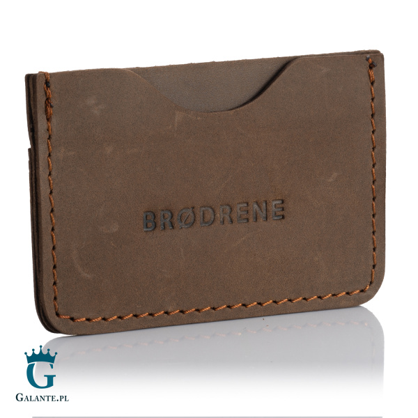 Etui na karty ze skóry naturalnej Brodrene E01 – ciemny brąz