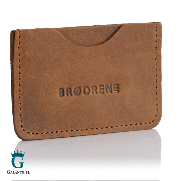 Etui na karty ze skóry naturalnej Brodrene E01 – jasny brąz