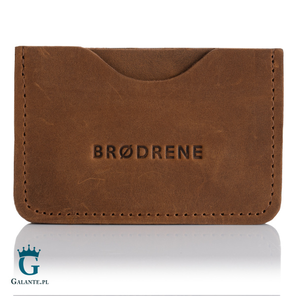 Etui na karty ze skóry naturalnej Brodrene E01 – jasny brąz
