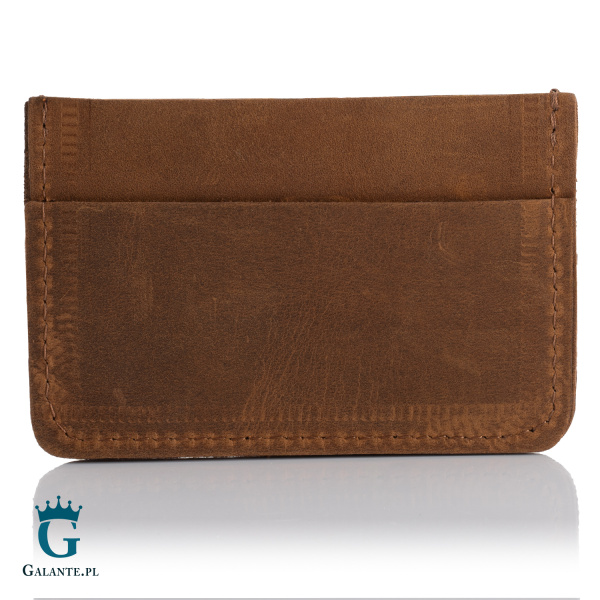 Etui na karty ze skóry naturalnej Brodrene E01 – jasny brąz
