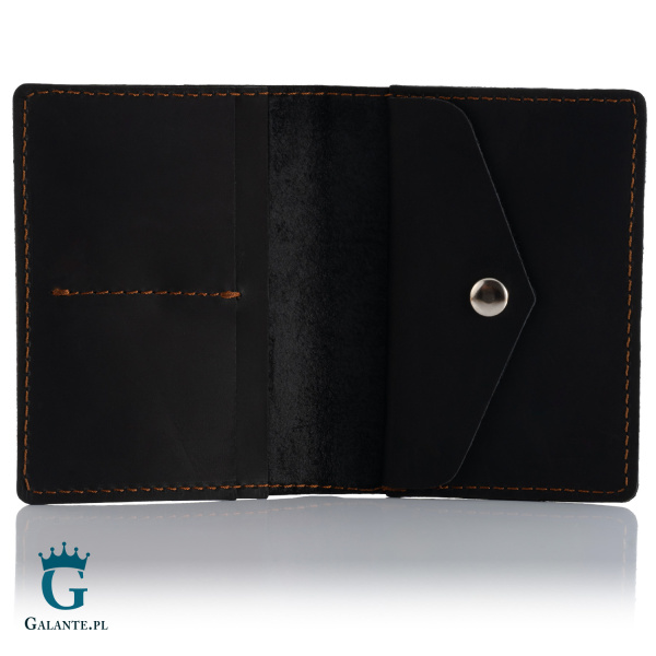 Super cienki duży portfel ze skóry naturalnej Brodrene SW08 – czarny
