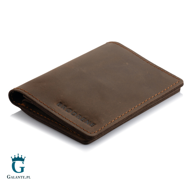 Super cienki duży portfel ze skóry naturalnej Brodrene SW08 – ciemny brąz