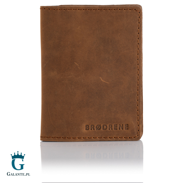Super cienki portfel skóra naturalna Brodrene SW08 – jasny brąz