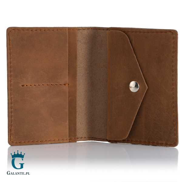 Super cienki portfel skóra naturalna Brodrene SW08 – jasny brąz