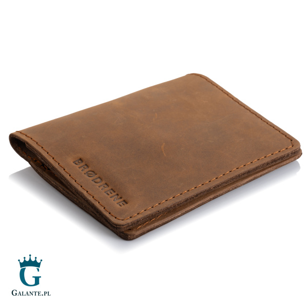 Super cienki portfel skóra naturalna Brodrene SW08 – jasny brąz