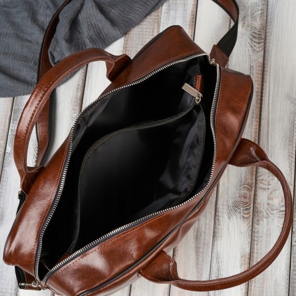 Torba na laptop z gładkiej skóry licowej Brodrene jasny brąz