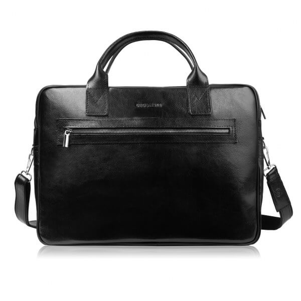 9901-BLACK,0 Torba na laptop z gładkiej skóry licowej Brodrene czarna