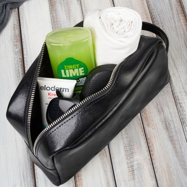 Skórzana kosmetyczka męska Brodrene KL01 Czarna