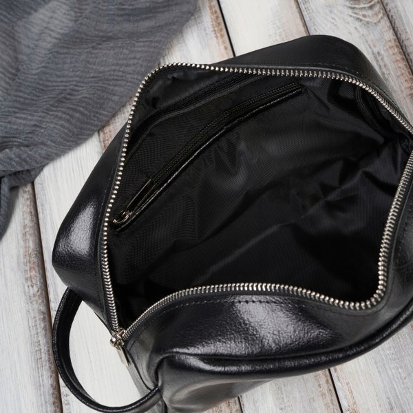 Skórzana kosmetyczka męska Brodrene KL01 Czarna