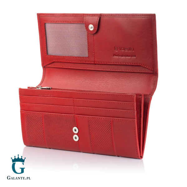 Duży czerwony portfel damski skóra Valentini 157-272