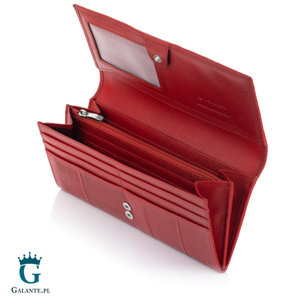 Duży czerwony portfel damski skóra Valentini 157-272