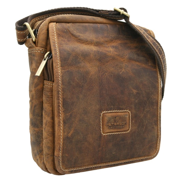 Brązowa listonoszka męska ze skóry nubuk PETERSON 5031