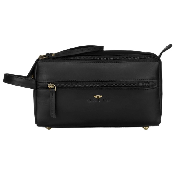 Czarna skórzana kosmetyczka męska PETERSON 4063