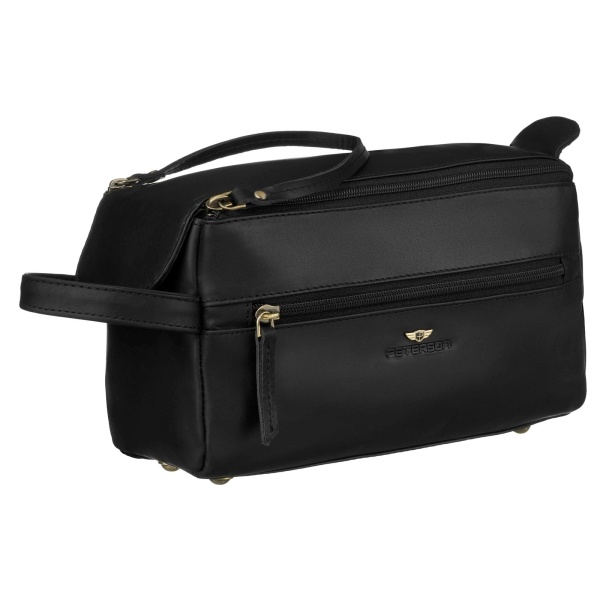 Czarna skórzana kosmetyczka męska PETERSON 4063