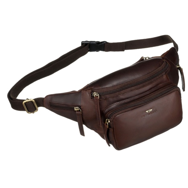 Duża nerka lub saszetka męska z brązowej skóry naturalnej PETERSON BP001