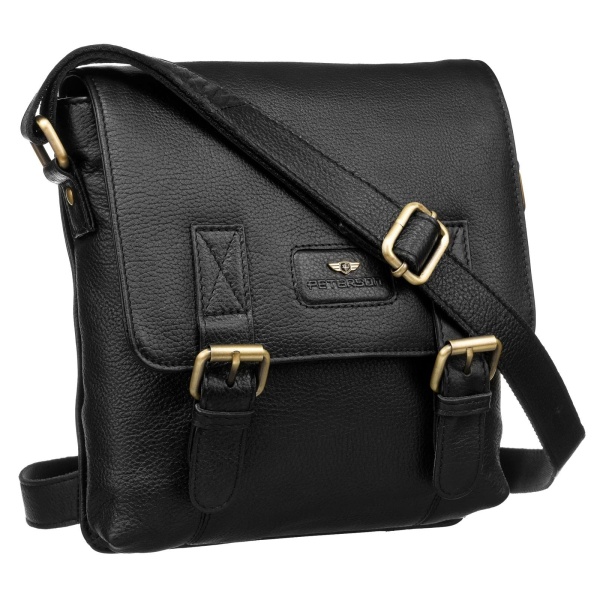 Czarna skórzana saszetka męska PETERSON 996
