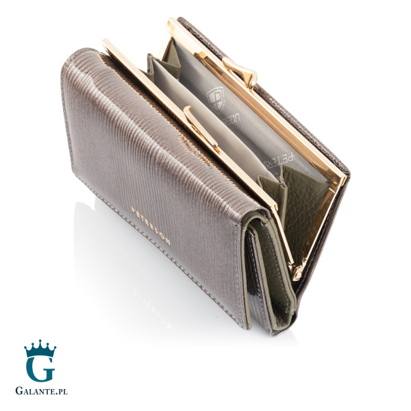 Szary portfel z prążkowanej skóry naturalnej PETERSON 55020-PR