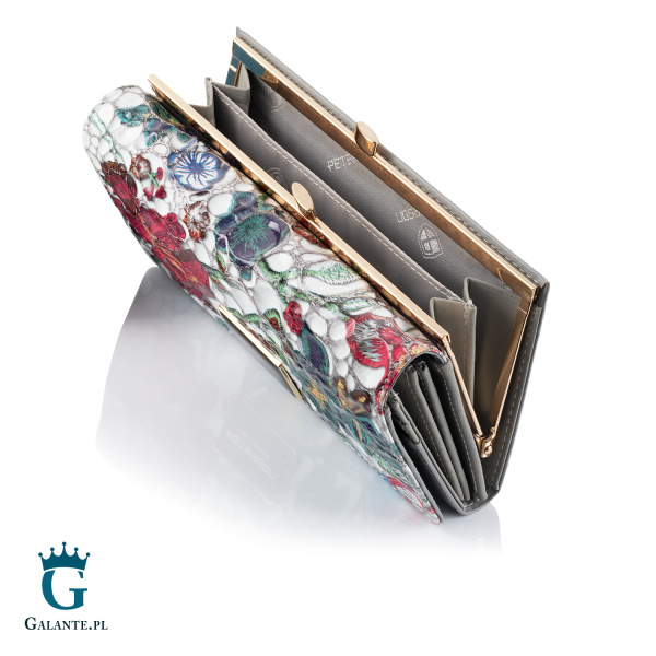 Duży portfel damski w kwiaty PETERSON kolorowy