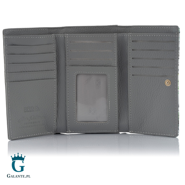 Nieduży portfel damski malowany w kwiaty PETERSON PH29 – zielony