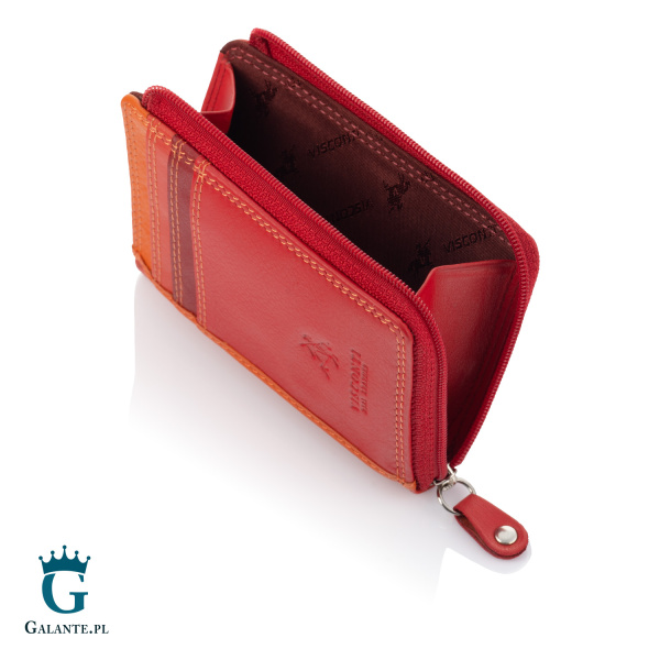 Kolorowy portfel damski na bilon i karty Visconti czerwony